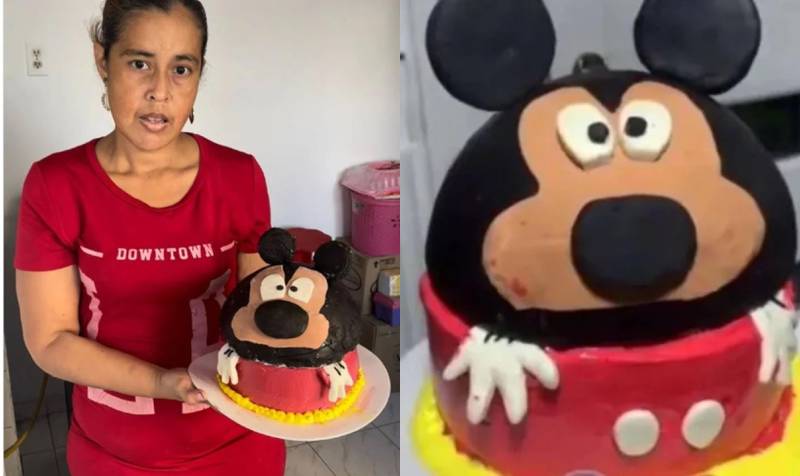 Mujer en Barranquilla se hizo viral por torta de Mickey Mouse.